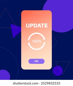 El Actualizar del sistema mejora el rendimiento. Estabilidad y seguridad mediante la corrección de errores y la adición de nuevas características para los teléfonos inteligentes. Los Actualizar del App se descargan de la nube, Ilustración vectorial fácil de la instalación