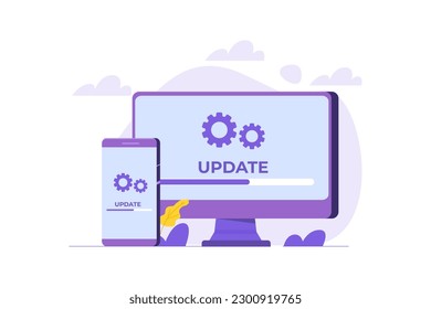 System update flat style concept. Vector illustration  can use for, landing page, template,web, mobile app, poster, banner.
