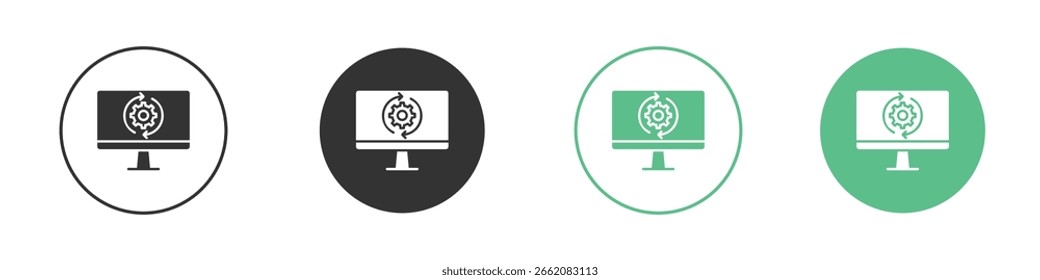 Ícone de atualização do sistema Conjunto de ícones mínimos de vetor de linha plana.
