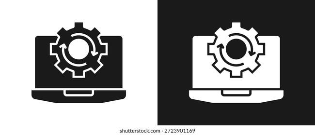Sistema Actualizar Icono Conjunto Glifo En Fondo Blanco Y Negro