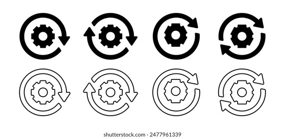 System Update Icon Set. Operation Symbol Isolated on White Background. Design For Apps, Posters, Web, Social Media.