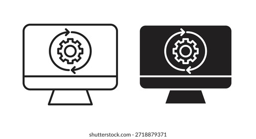Conjunto de iconos del Actualizar del sistema aislado en la Ilustración vectorial plana del fondo blanco.