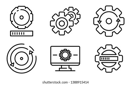 System update icons set. Outline set of system update vector icons for web design isolated on white background