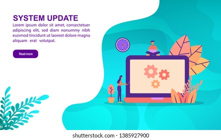 System update illustration concept with character. Template for, banner, presentation, social media, poster, advertising, promotion
