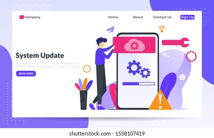 System Update Improvement Change New Version software. Installing update process, upgrade program, data network installation, flat icon,suitable for web landing page, banner, vector template