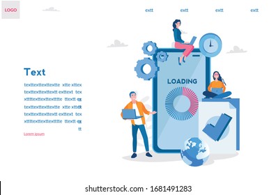 System Update Improvement Change New Version. Vector illustration for web banner, infographics, mobile. Installing update process with people characters 