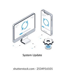 Isometrische Stockgrafik der Systemaktualisierung. EPS-Datei Stockgrafik