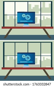 System update and loading flat  office design 2 pieces.