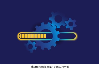 System update - loading progress bar or updating process concept for graphic and web design. Installation of application or software - isolated vector element