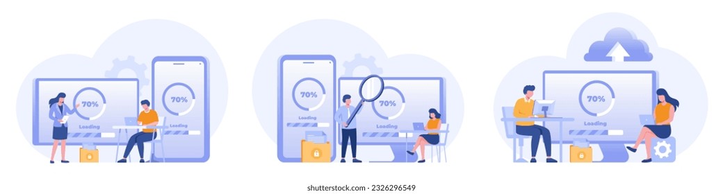 system update, maintenance, loading, installation software, technology, internet, application, flat vector illustration banner background