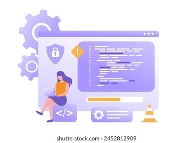 system update, maintenance, loading, installation software, technology, internet, application, flat vector illustration banner background for landing page website
