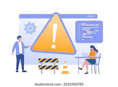 system update, maintenance, loading, installation software, technology, internet, application, flat vector illustration banner background for landing page website