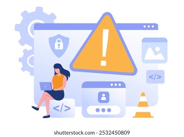 system update, maintenance, loading, installation software, technology, internet, application, flat vector illustration banner background for landing page website