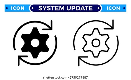 System Update and Processing Optimization Management Vector Icon Set