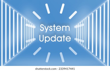 System Update sign with loading icon and text. Update or upgrade concept web vector illustration for any software, hardware and technology system. 