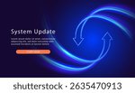 System Update. Upgrade Software version concept. Computer Program Upgrade. Synchronization icon. Two arrows go round. Refresh Process. Currensy Exchange. Money Transfer. Recycle Symbol.
