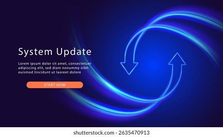 System Update. Upgrade Software version concept. Computer Program Upgrade. Synchronization icon. Two arrows go round. Refresh Process. Currensy Exchange. Money Transfer. Recycle Symbol.