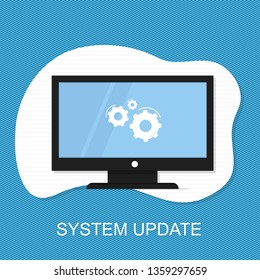 System update. Vector illustration of computer update and mobile update. product and the process of downloading the application on your computer and phone. loading vector.