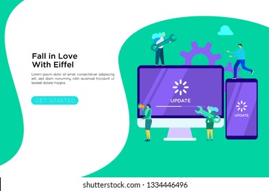 	
system update vector illustration concept, people update operation system can use for, landing page, template, ui, web, mobile app, poster, banner, flyer