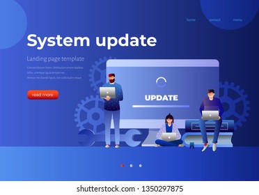 	
system update vector illustration concept, people update operation system can use for, landing page, template, ui, web, mobile app, poster, banner, flyer