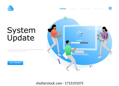 System Update Vector Illustration Concept , Suitable for web landing page, ui, mobile app, editorial design, flyer, banner, and other related occasion