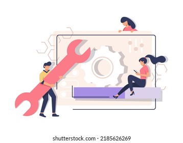 system update vector illustration concept, people update operation system can use for, landing page, template, ui, web, mobile app, poster, banner