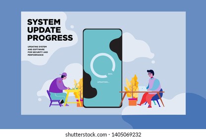 system update vector, upgrade application illustration, software updating concept 