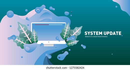 System update and website maintenance landing page illustration. can use for, template, ui, web, mobile app, poster, banner.