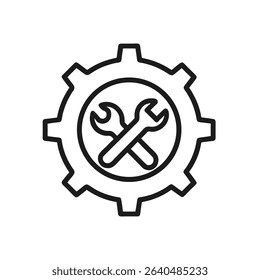 System Update with Wrench Outline Icon – Minimal Line Style Maintenance and Settings Symbol on White Background
