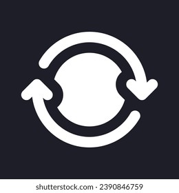 System upgrade dark mode glyph ui icon. Download update files. User interface design. White silhouette symbol on black space. Solid pictogram for web, mobile. Vector isolated illustration
