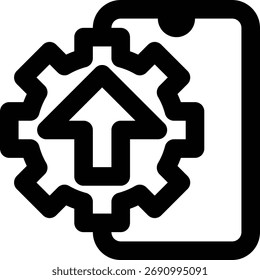Mejorar de sistema, Mejorar de software, Icono de contorno de teléfono inteligente