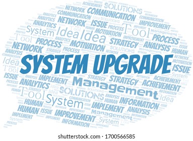 System Upgrade typography vector word cloud.