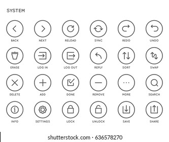 System User Interface (UI) Vector Icon Set. High Quality Minimal Lined Icons for All Purposes.