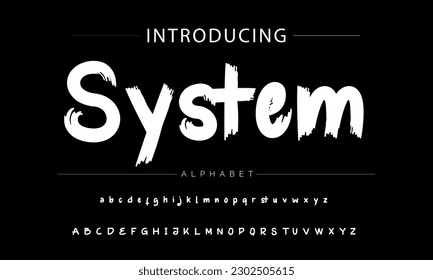 System vector brush style font, alphabet, typeface