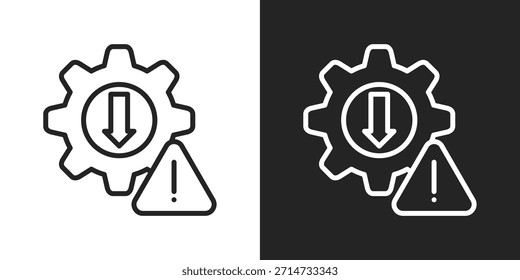 Icono De Advertencia Del Sistema En Estilo De Línea Blanco Y Negro