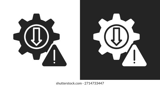 Icono De Advertencia Del Sistema En Estilo Glifo Blanco Y Negro