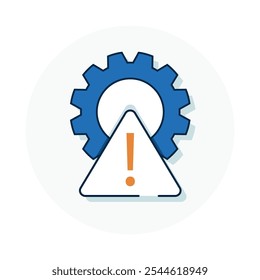 System warning icon in blue outlined style color. Perfect for placement as a digital asset or products