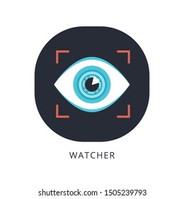 System watcher eye vector flat icon