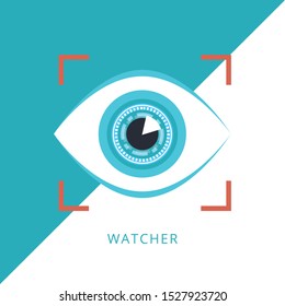 System watcher eye vector flat icon. Concept of flat icon