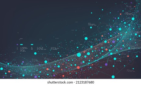 Extracción y análisis sistemáticos de grandes flujos de bases de datos, visualización digital de procesamiento de información, fondo vectorial futurista para presentación ciencia de grandes datos