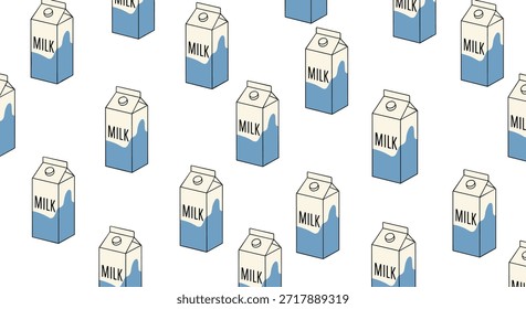 Patrón sistemático de cajas de cartón lácteo clásicas con diseños de salpicaduras azules sobre un fondo blanco adecuado para la comercialización y el Fondo de pantalla de productos lácteos.