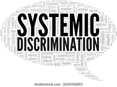 Systemic Discrimination word cloud conceptual design isolated on white background.