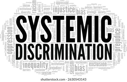 Systemic Discrimination word cloud conceptual design isolated on white background.