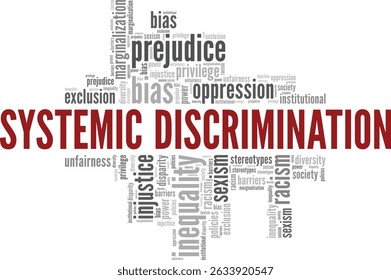 Systemic Discrimination word cloud conceptual design isolated on white background.
