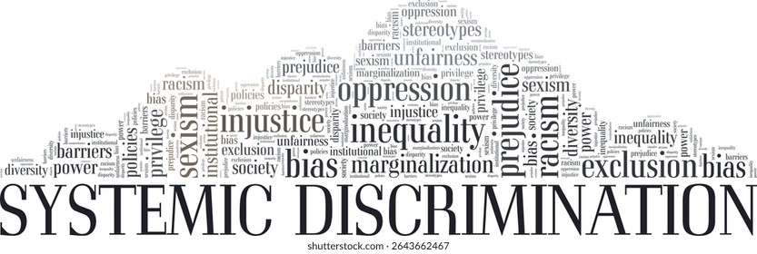 Systemic Discrimination word cloud conceptual design isolated on white background.