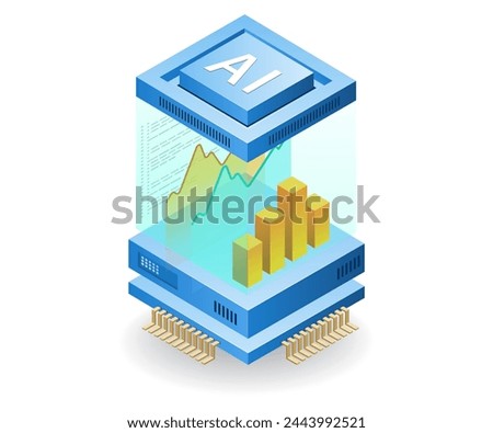 Systems analyst artificial intelligence concept, flat isometric 3d illustration