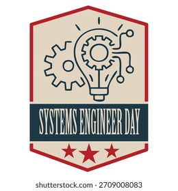 Systems Engineer Day sticker card, vector illustration