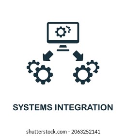 Systems Integration icon. Monochrome sign from industry 4.0 collection. Creative Systems Integration icon illustration for web design, infographics and more