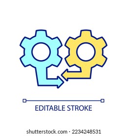 Systems integration RGB color icon. Combination and consolidation. Joint process. Partnership. Isolated vector illustration. Simple filled line drawing. Editable stroke. Arial font used