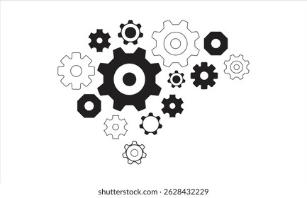 Systems Thinking Gear Icons. This vibrant and dynamic illustration of interconnected gears symbolizes teamwork, innovation, and synchronized progress.